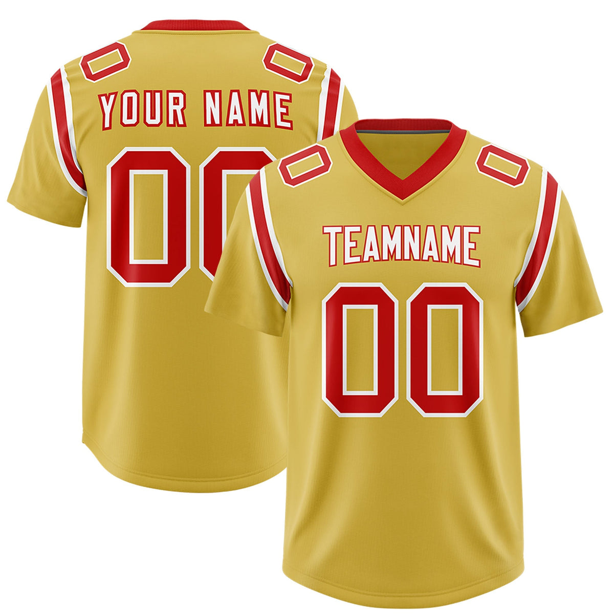 Custom Old Gold Personalized Shoulder Cut Two-Tone Authentic American Football Jersey