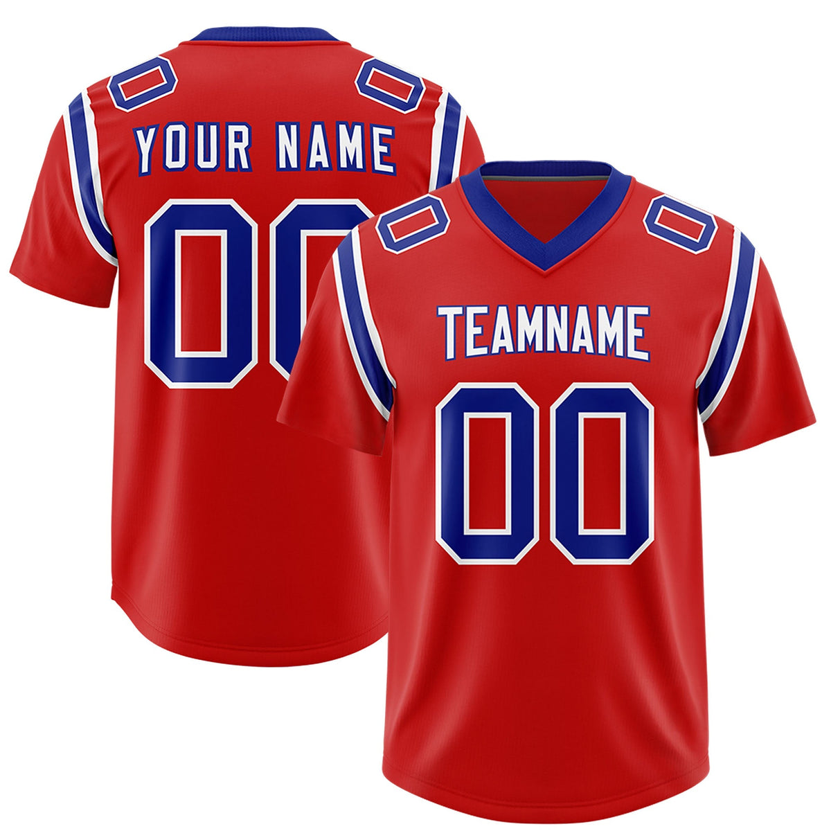 Custom Red Personalized Shoulder Cut Two-Tone Authentic American Football Jersey