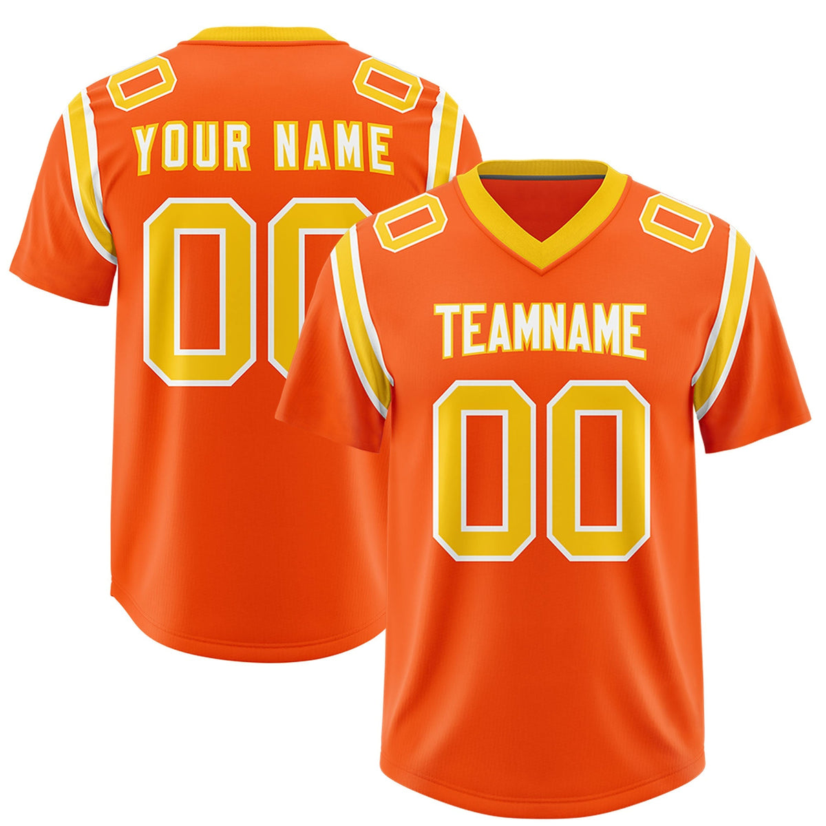 Custom Orange Personalized Shoulder Cut Two-Tone Authentic American Football Jersey