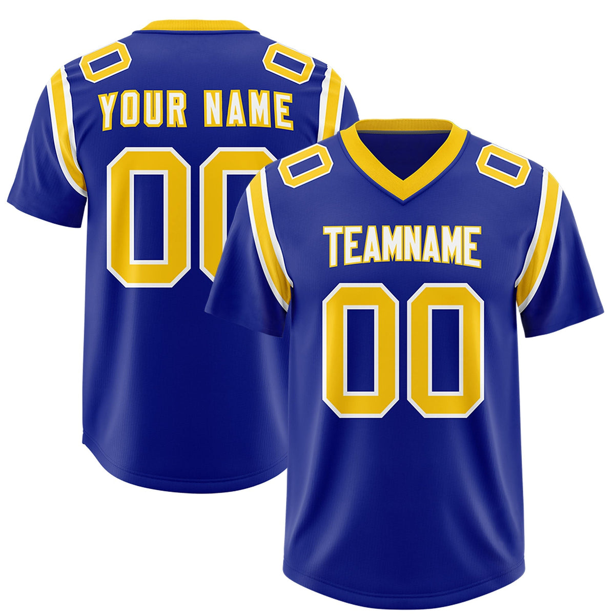 Custom Royal Personalized Shoulder Cut Two-Tone Authentic American Football Jersey