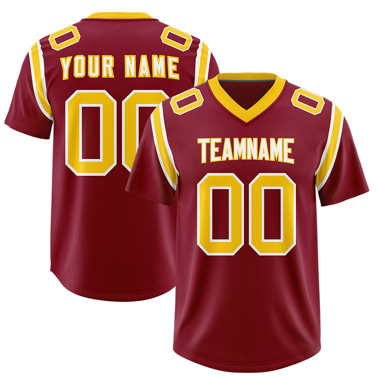 Custom Crimson Personalized Shoulder Cut Two-Tone Authentic American Football Jersey