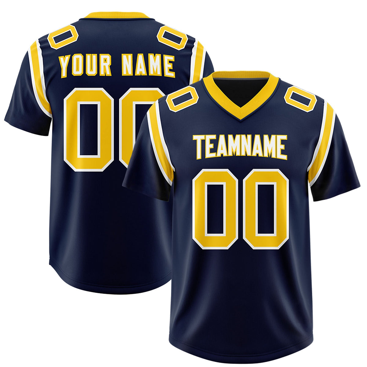 Custom Navy Personalized Shoulder Cut Two-Tone Authentic American Football Jersey