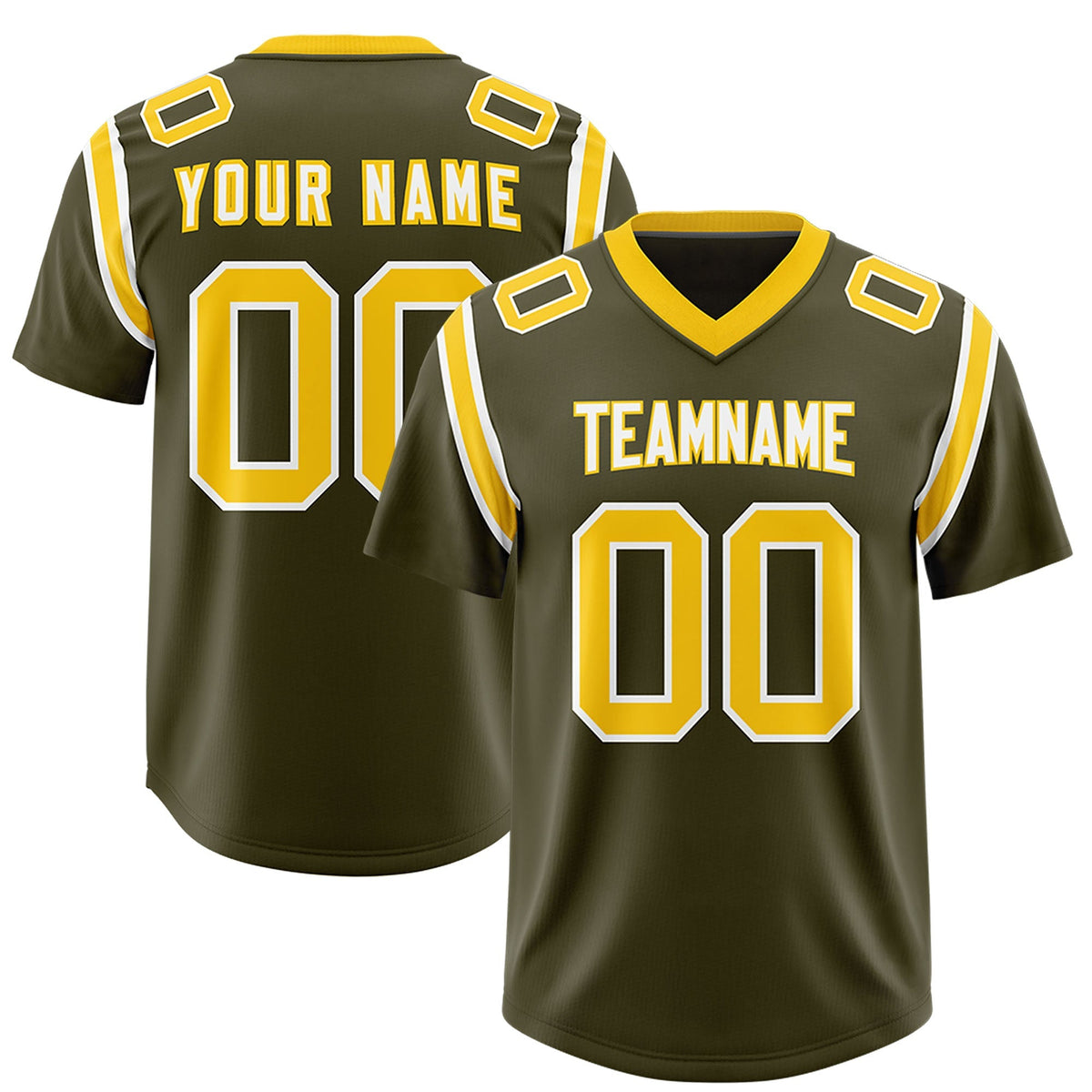 Custom Olive Personalized Shoulder Cut Two-Tone Authentic American Football Jersey