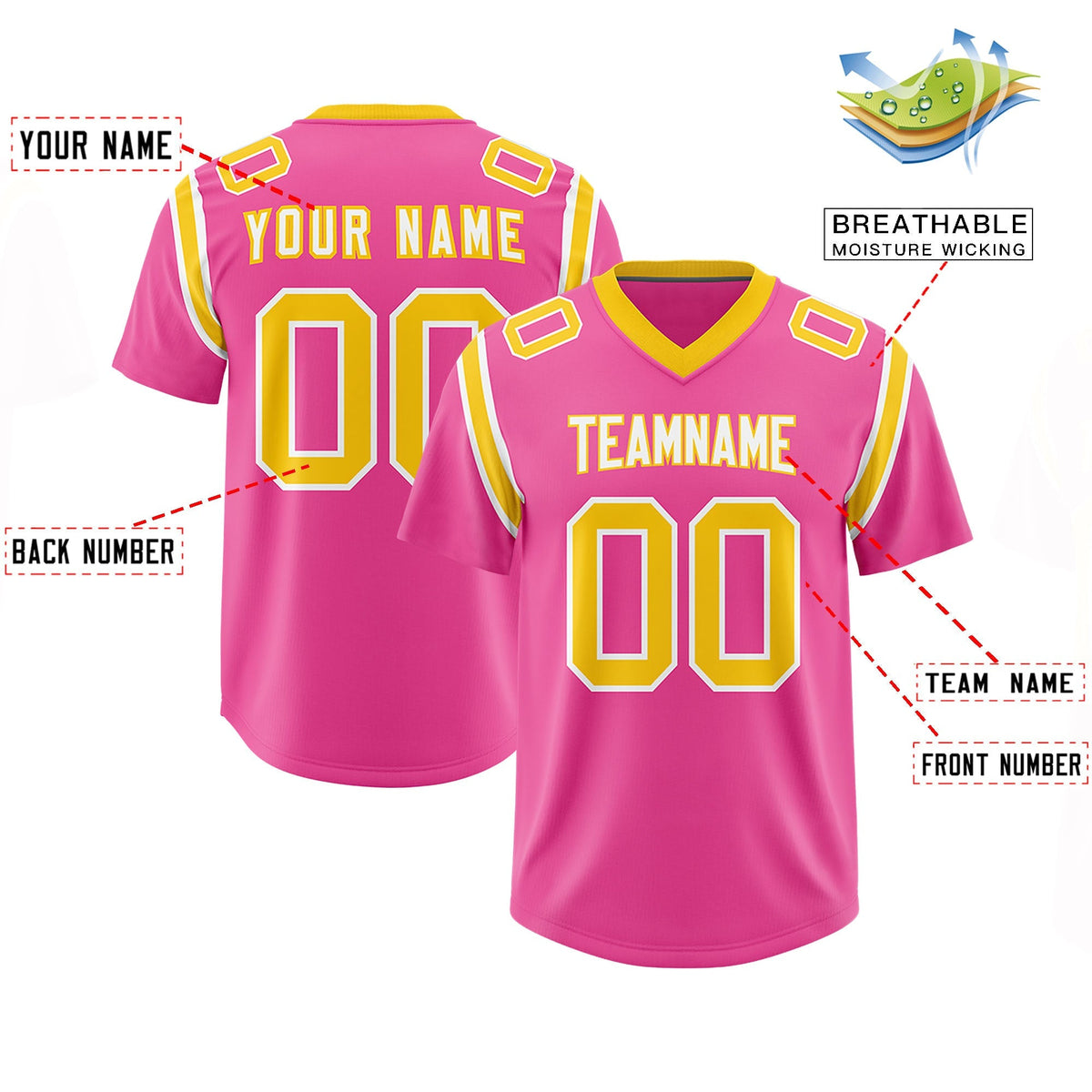 Custom Pink Personalized Shoulder Cut Two-Tone Authentic American Football Jersey
