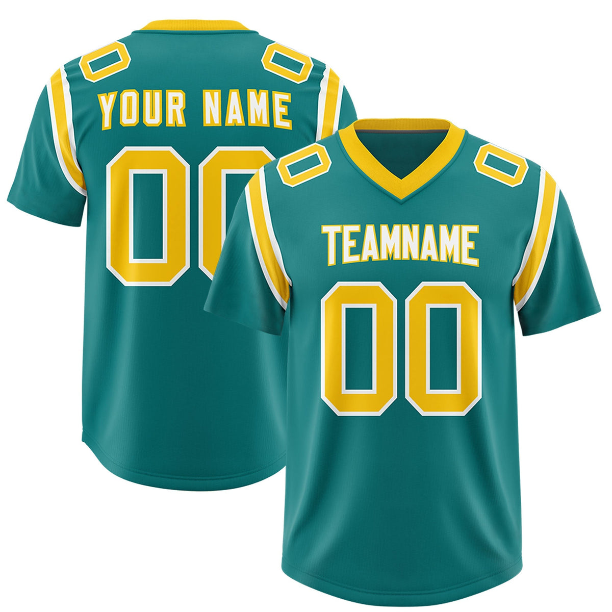 Custom Aqua Personalized Shoulder Cut Two-Tone Authentic American Football Jersey