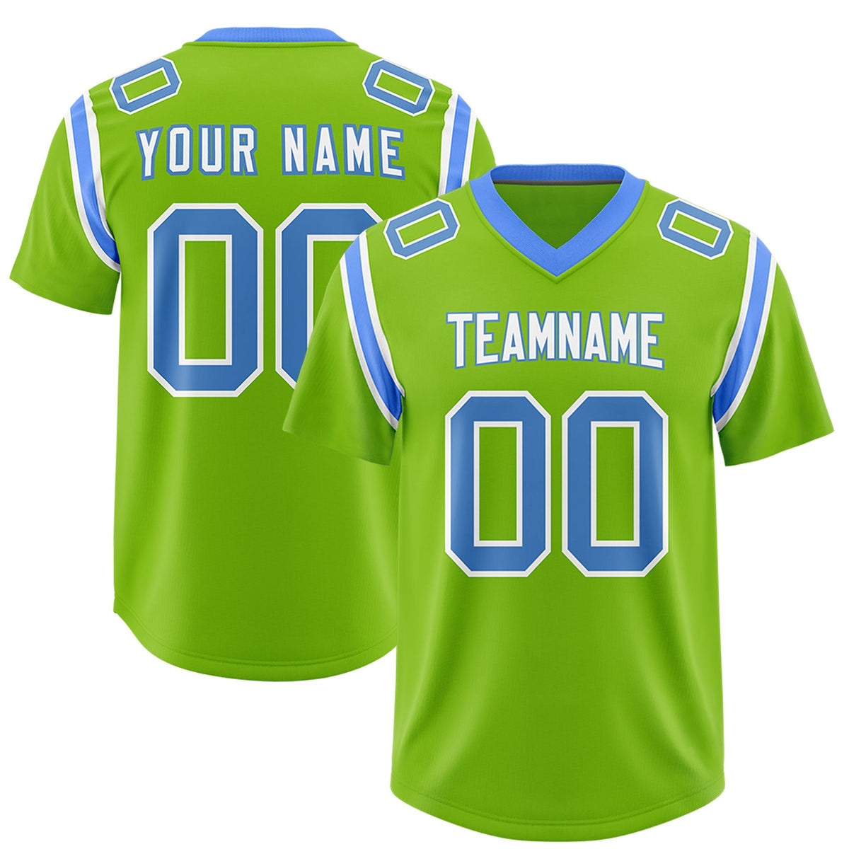 Custom Neon Green Personalized Shoulder Cut Two-Tone Authentic American Football Jersey