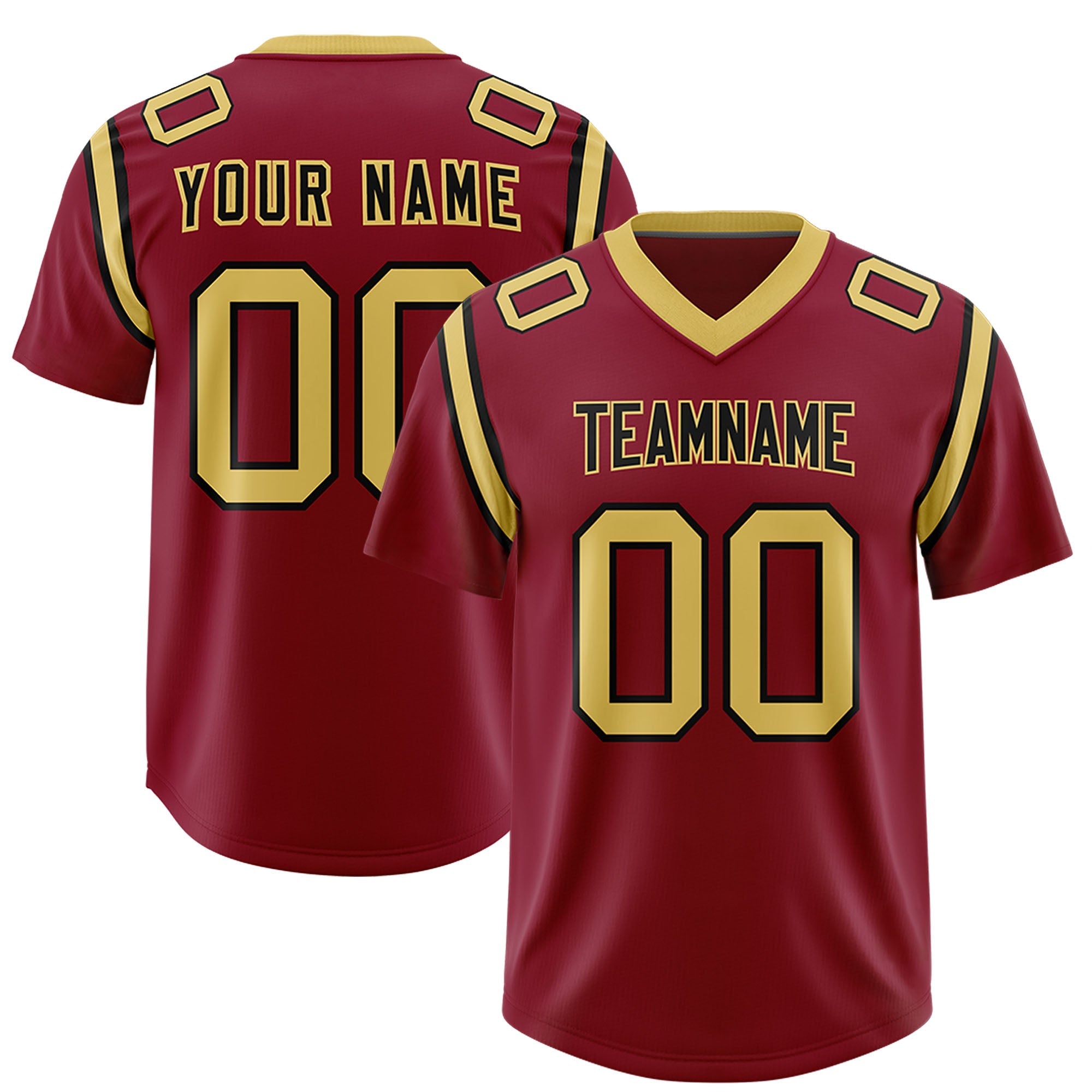 Custom Crimson Personalized Shoulder Cut Two-Tone Authentic American Football Jersey