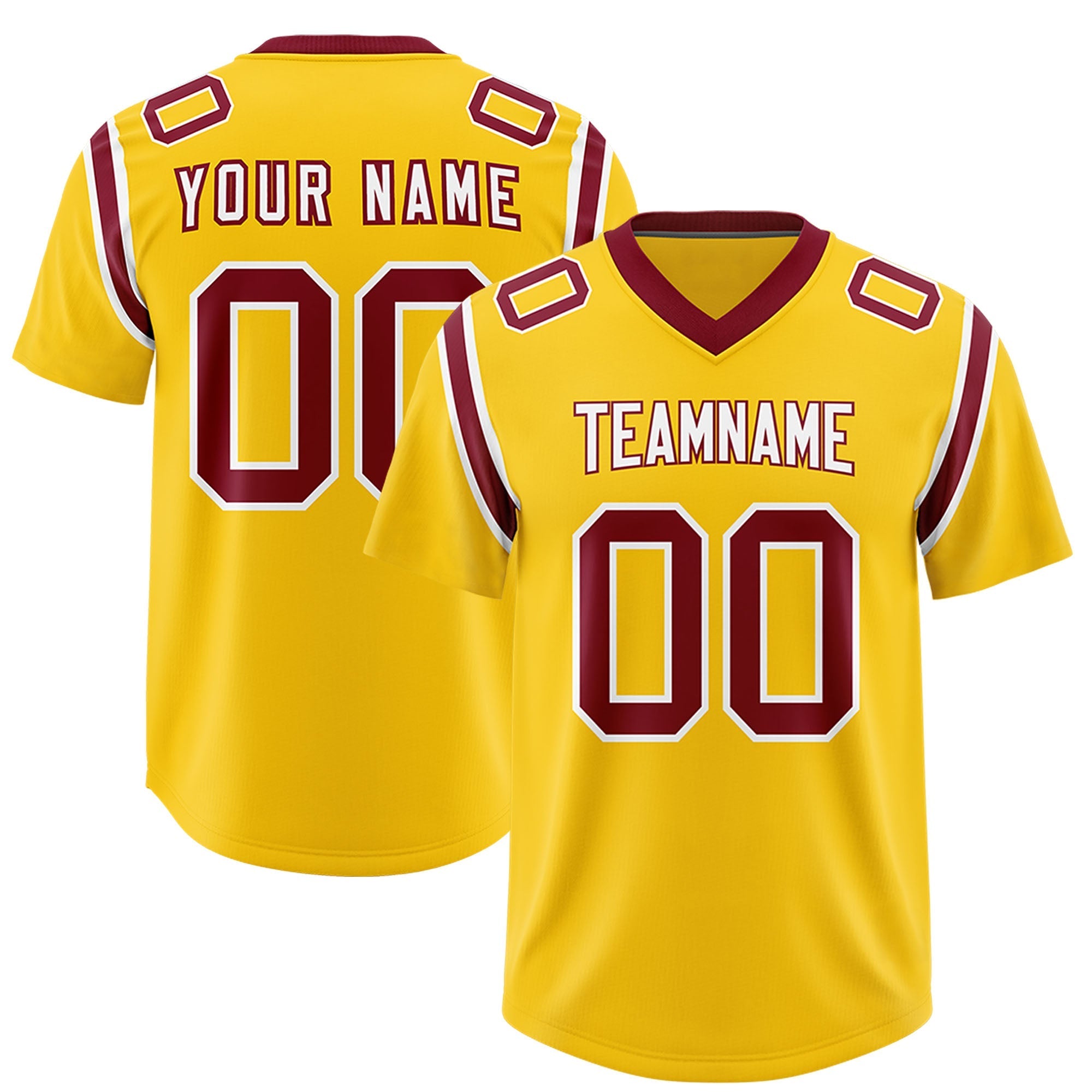 Custom Gold Personalized Shoulder Cut Two-Tone Authentic American Football Jersey
