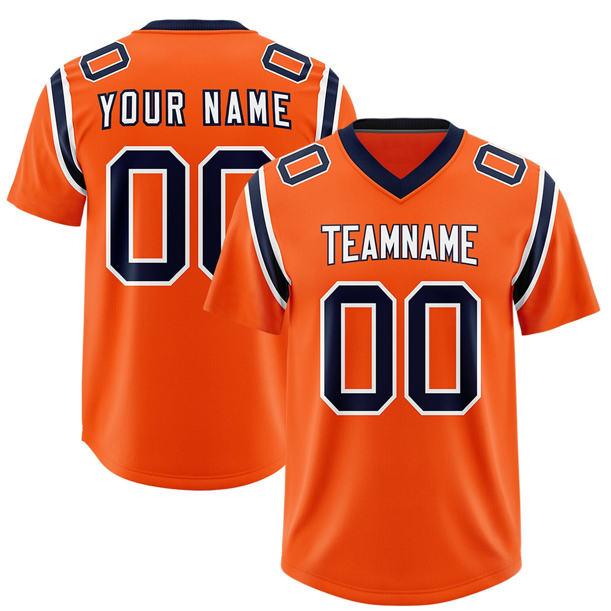 Custom Orange Personalized Shoulder Cut Two-Tone Authentic American Football Jersey