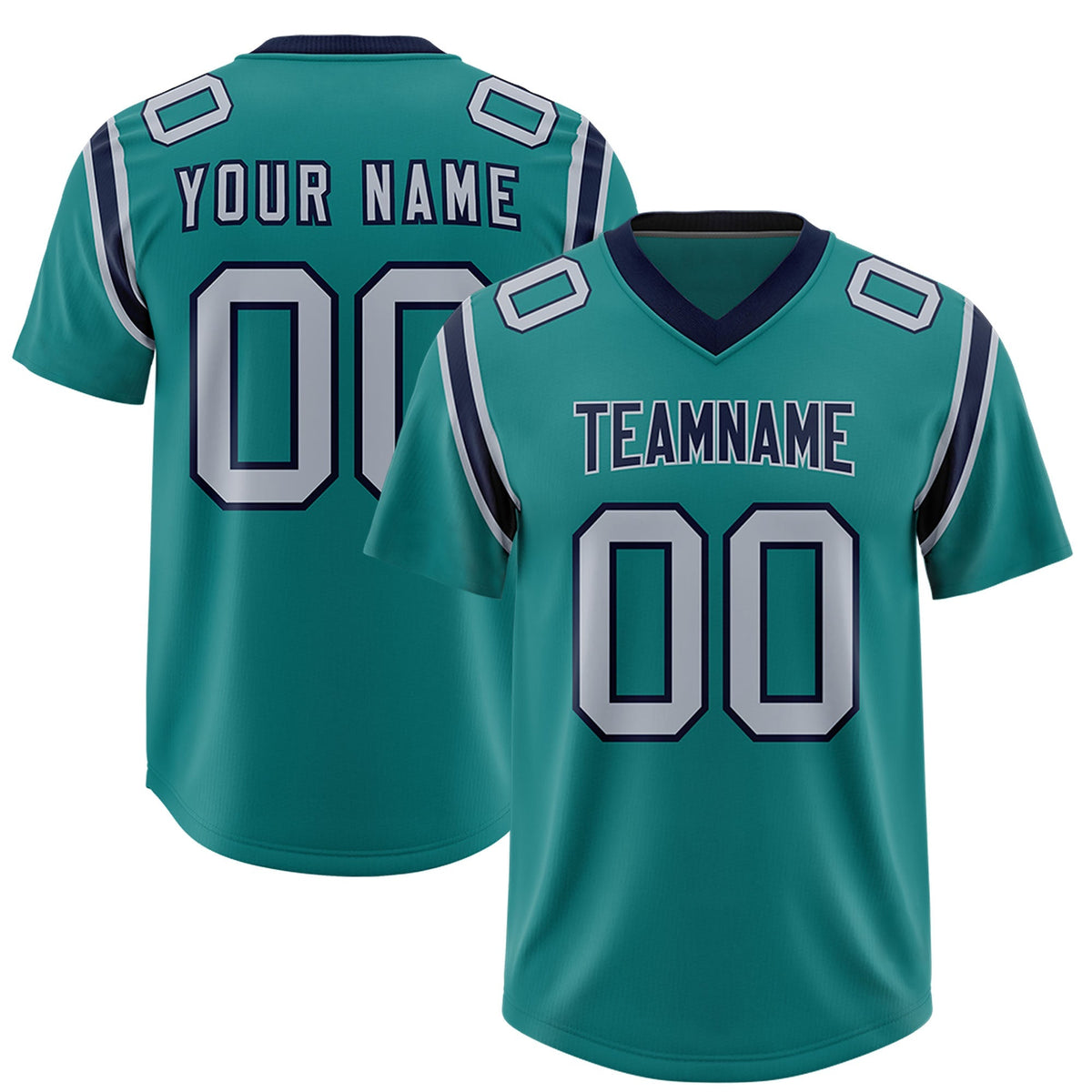 Custom Aqua Personalized Shoulder Cut Two-Tone Authentic American Football Jersey