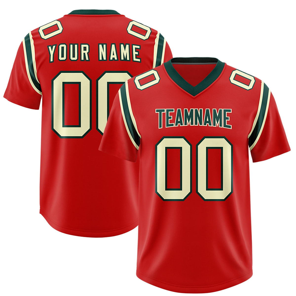 Custom Red Personalized Shoulder Cut Two-Tone Authentic American Football Jersey
