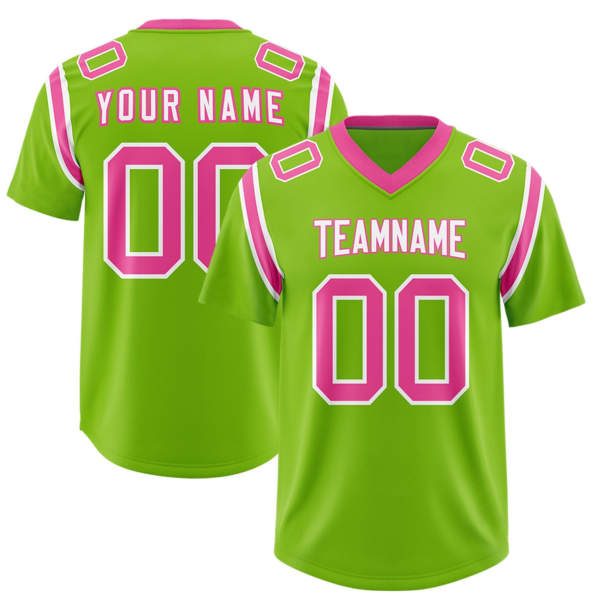 Custom Neon Green Personalized Shoulder Cut Two-Tone Authentic American Football Jersey