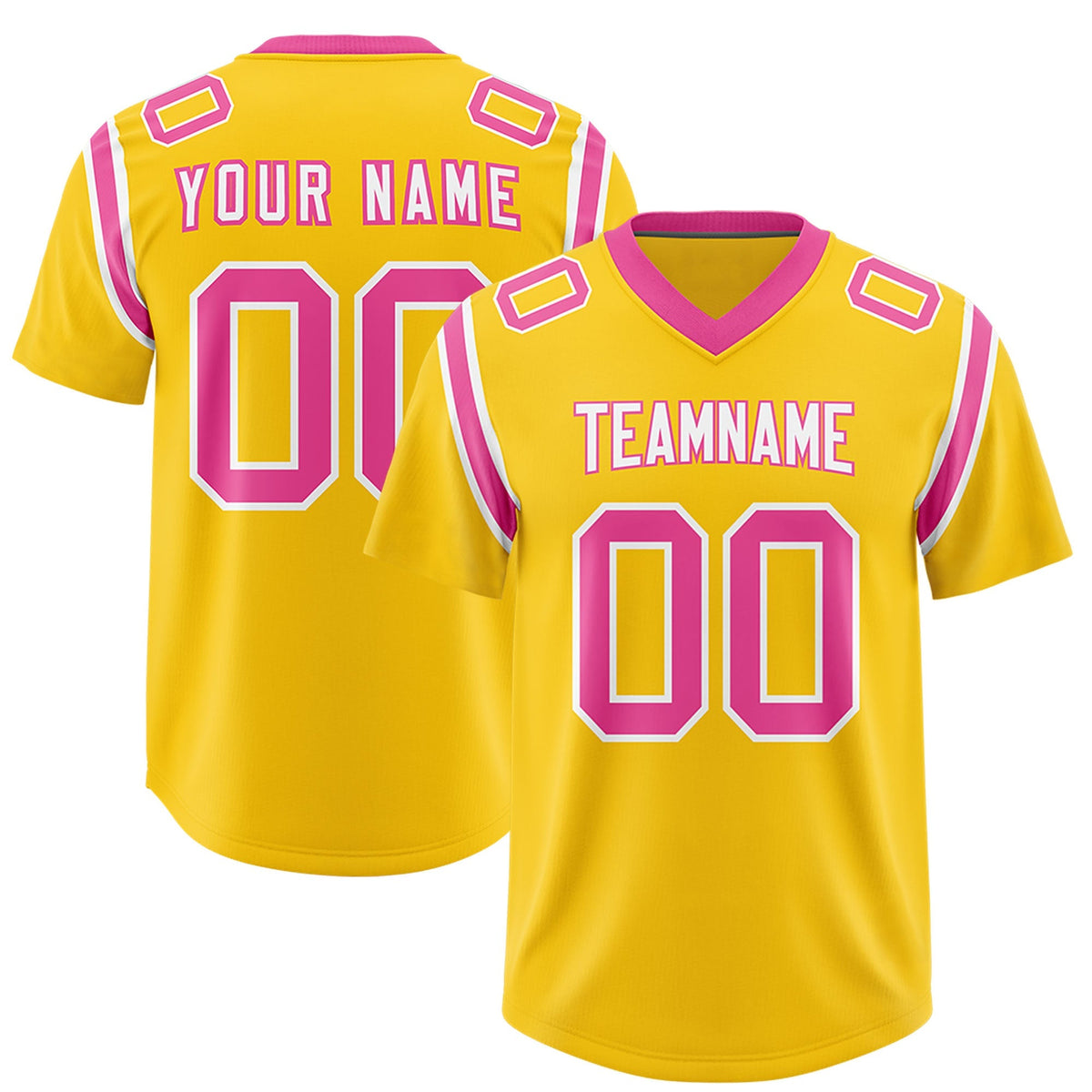 Custom Gold Personalized Shoulder Cut Two-Tone Authentic American Football Jersey