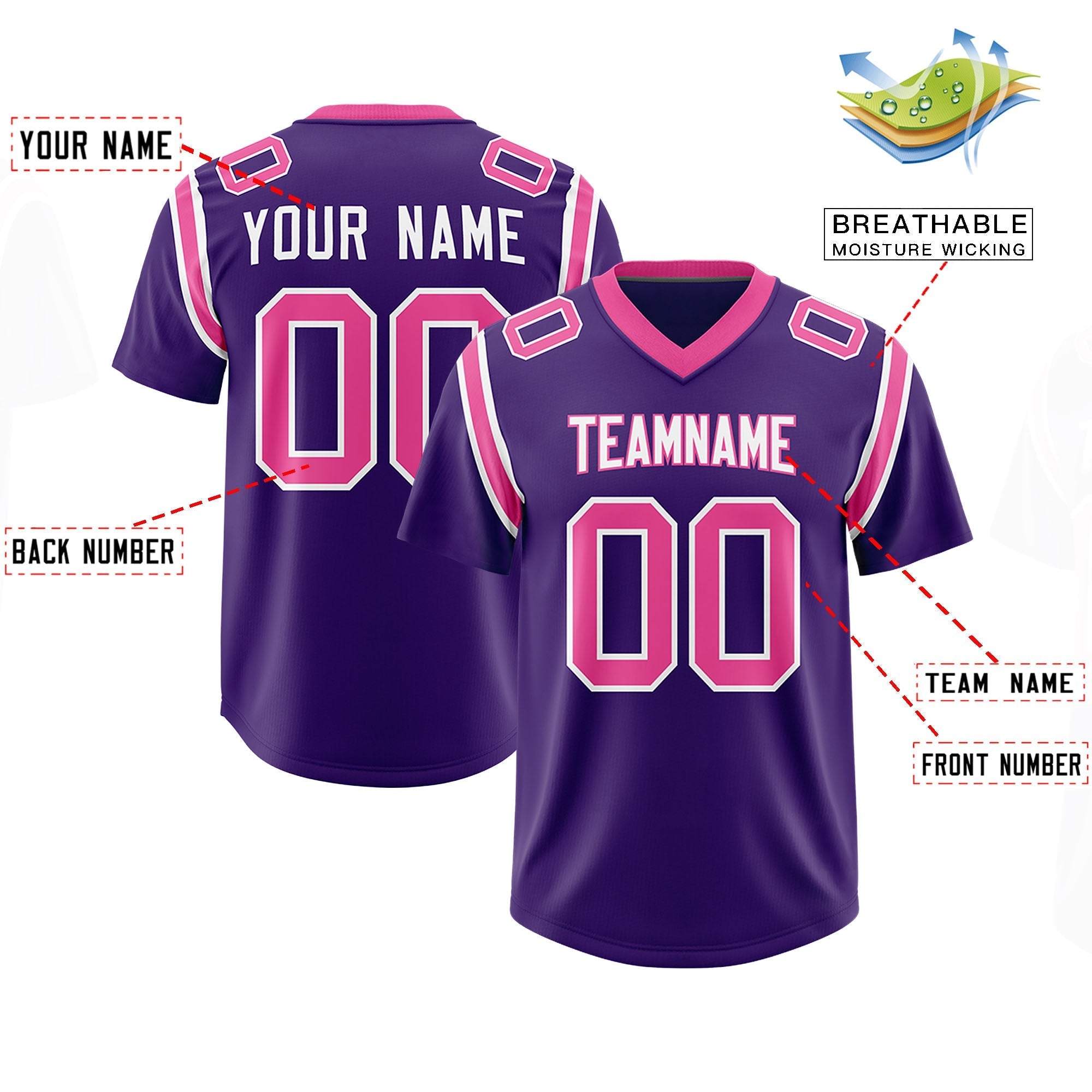 Custom Purple Personalized Shoulder Cut Two-Tone Authentic American Football Jersey