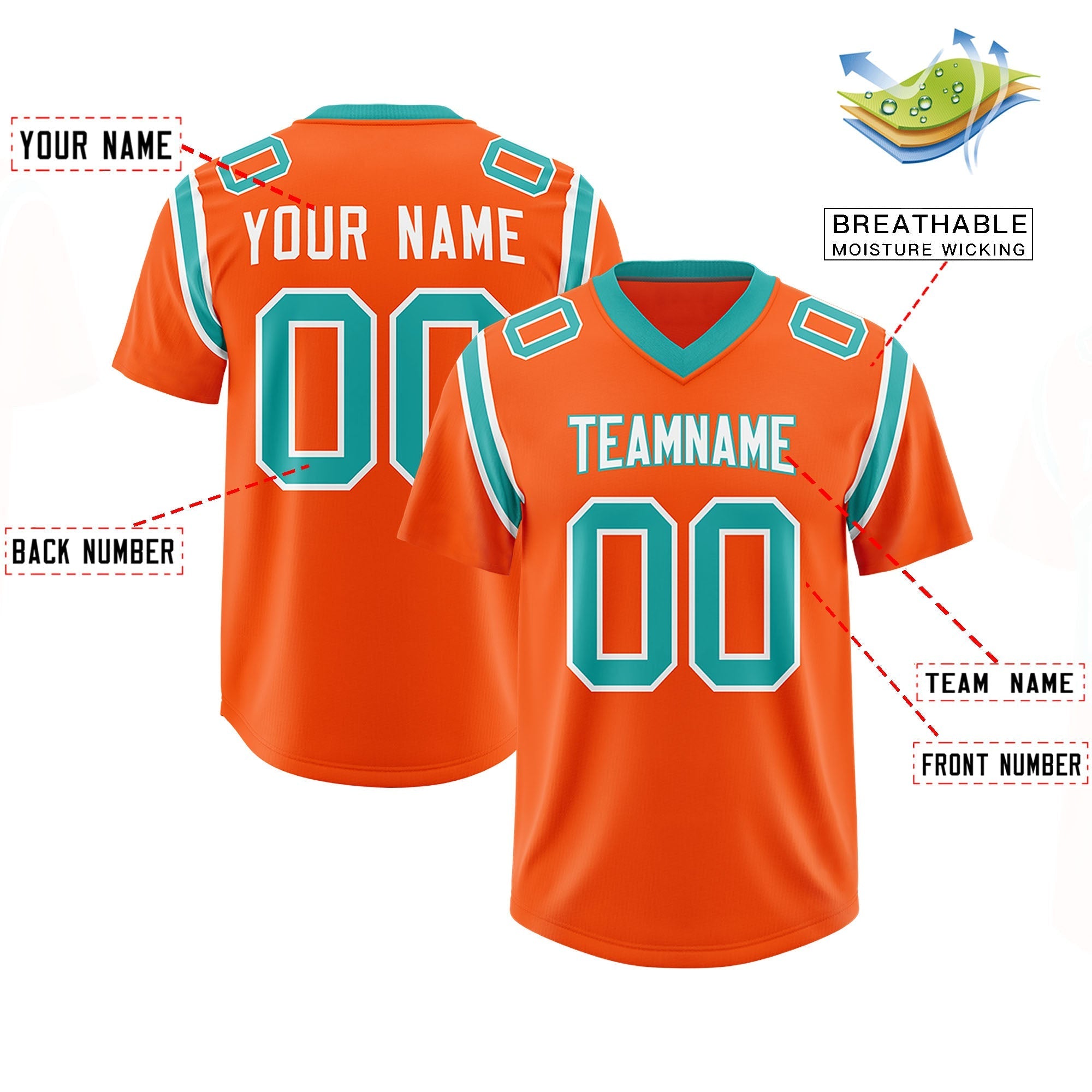 Custom Orange Personalized Shoulder Cut Two-Tone Authentic American Football Jersey