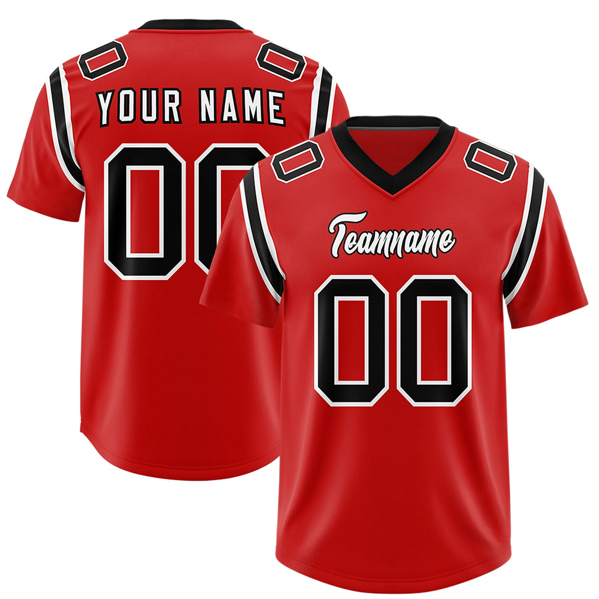 Custom Red Personalized Shoulder Cut Two-Tone Authentic American Football Jersey