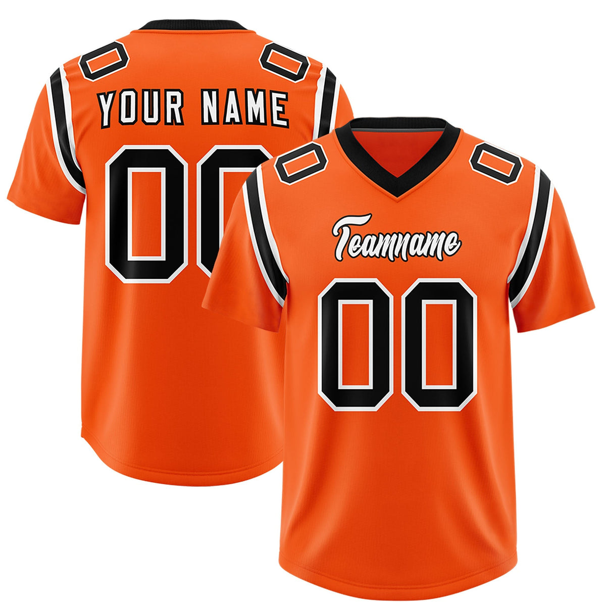 Custom Orange Personalized Shoulder Cut Two-Tone Authentic American Football Jersey