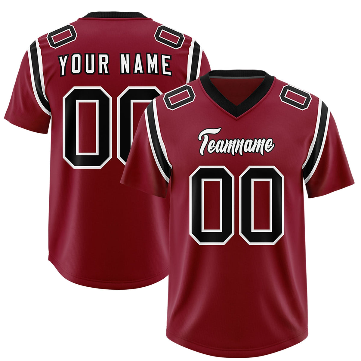 Custom Crimson Personalized Shoulder Cut Two-Tone Authentic American Football Jersey