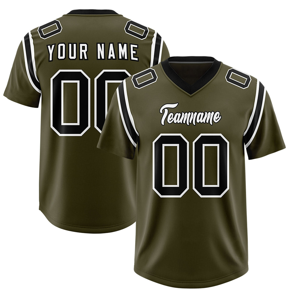 Custom Olive Personalized Shoulder Cut Two-Tone Authentic American Football Jersey