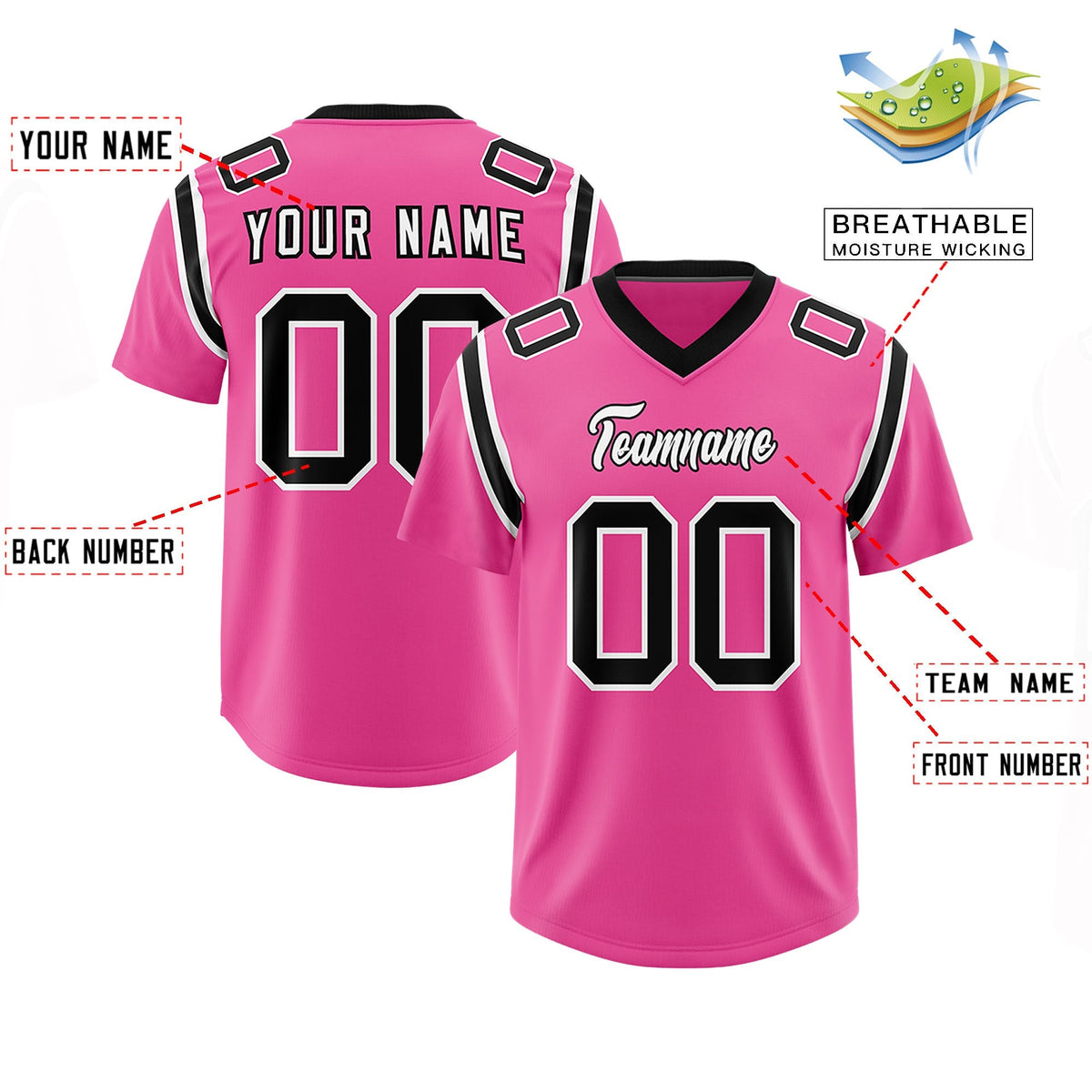 Custom Pink Personalized Shoulder Cut Two-Tone Authentic American Football Jersey