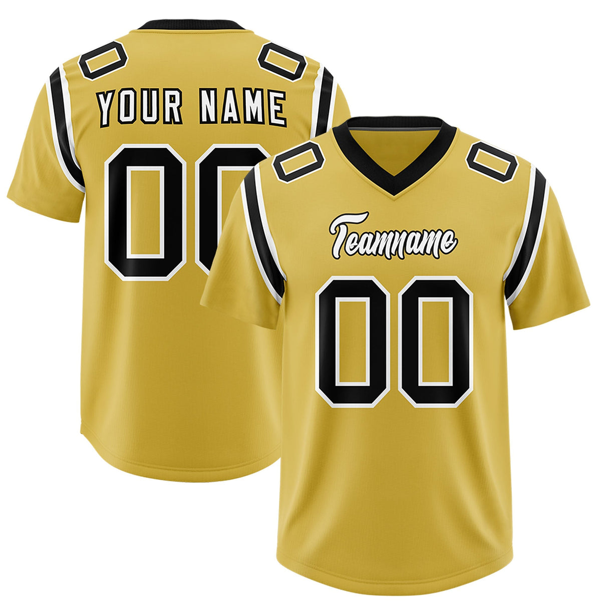 Custom Old Gold Personalized Shoulder Cut Two-Tone Authentic American Football Jersey