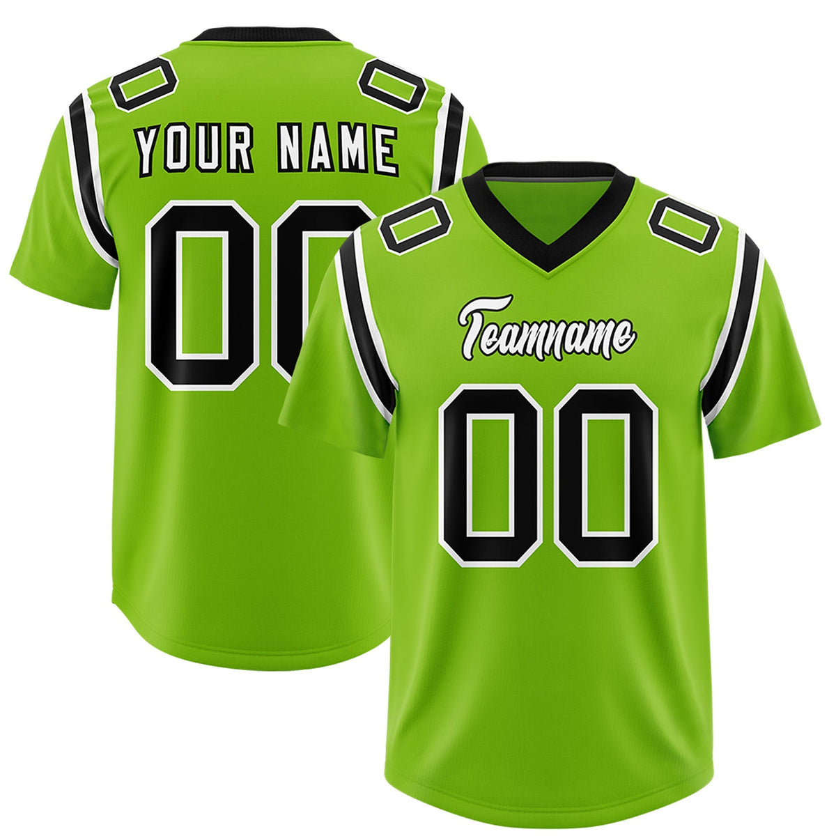 Custom Neon Green Personalized Shoulder Cut Two-Tone Authentic American Football Jersey