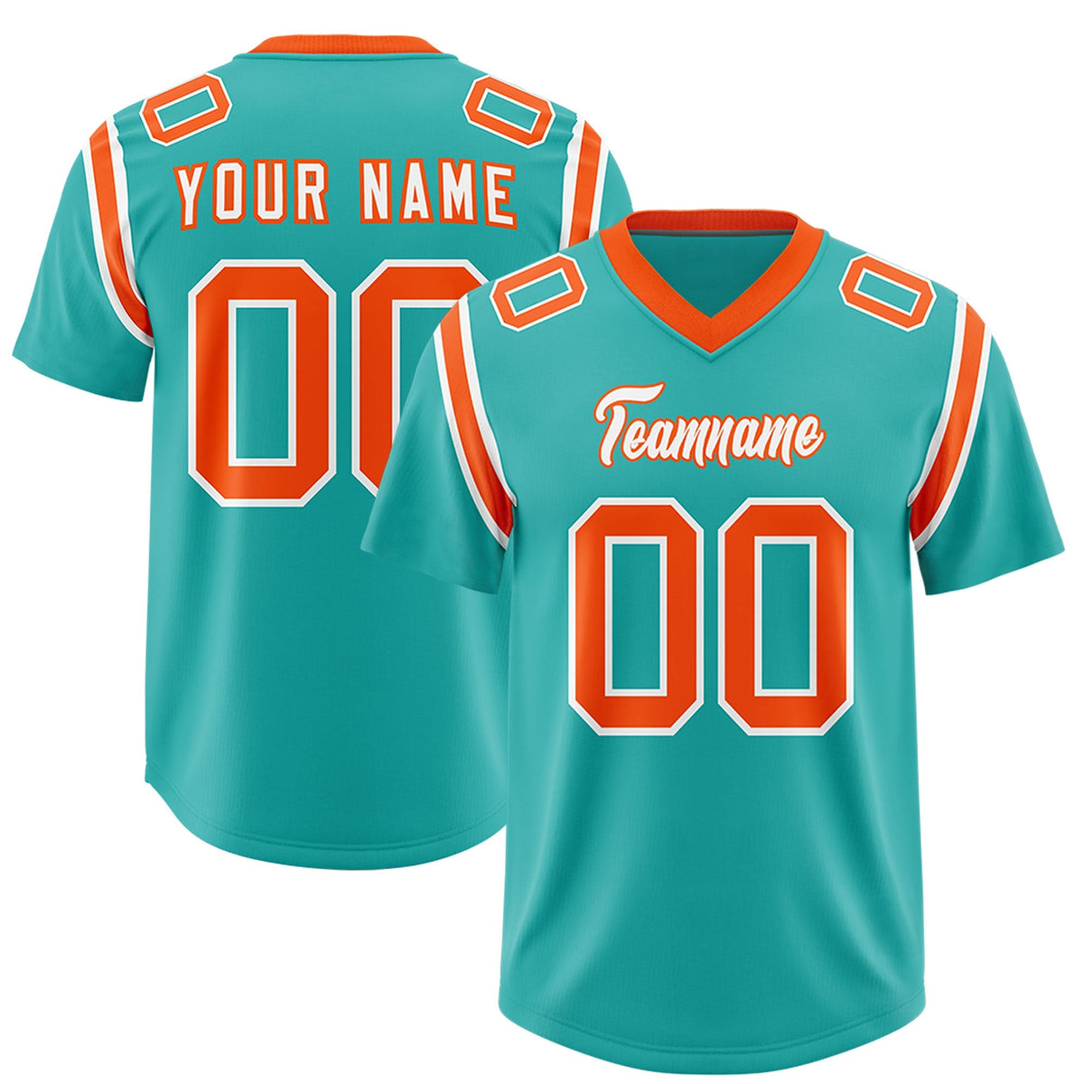 Custom Aqua Personalized Shoulder Cut Two-Tone Authentic American Football Jersey