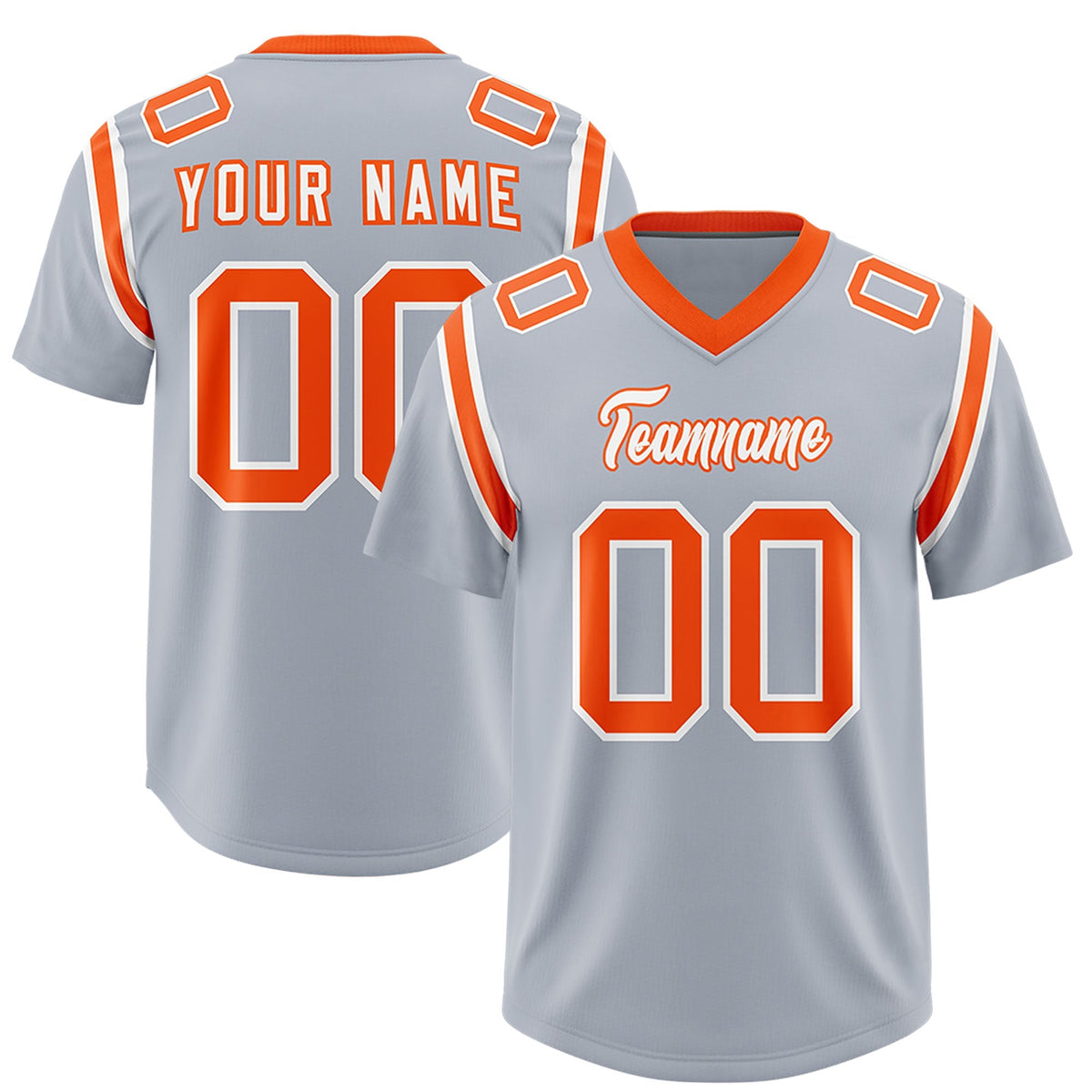 Custom Silver Personalized Shoulder Cut Two-Tone Authentic American Football Jersey