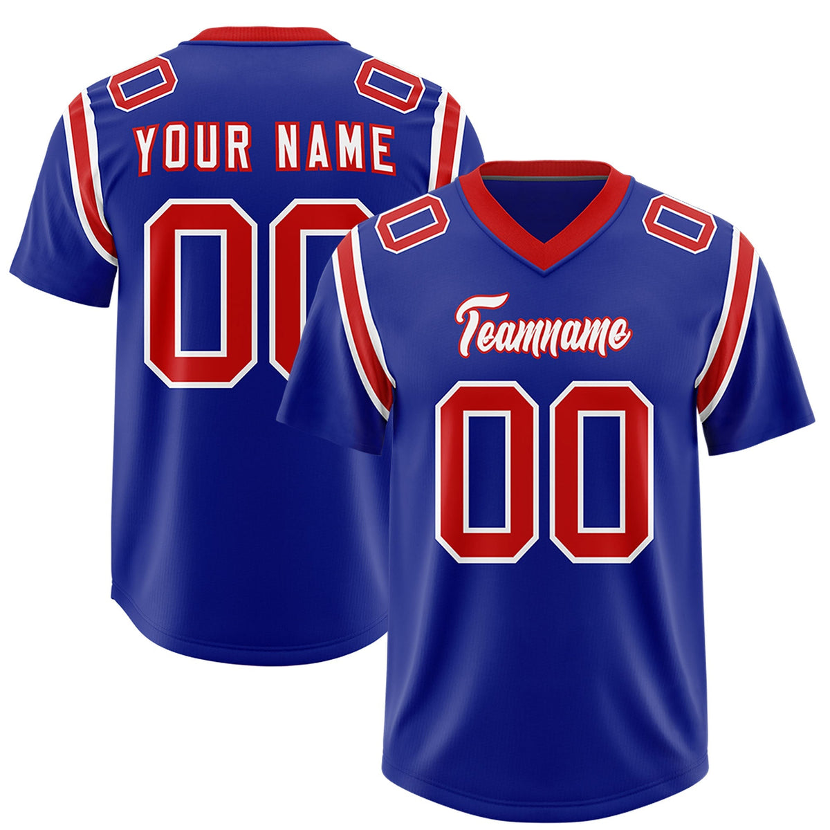Custom Royal Personalized Shoulder Cut Two-Tone Authentic American Football Jersey