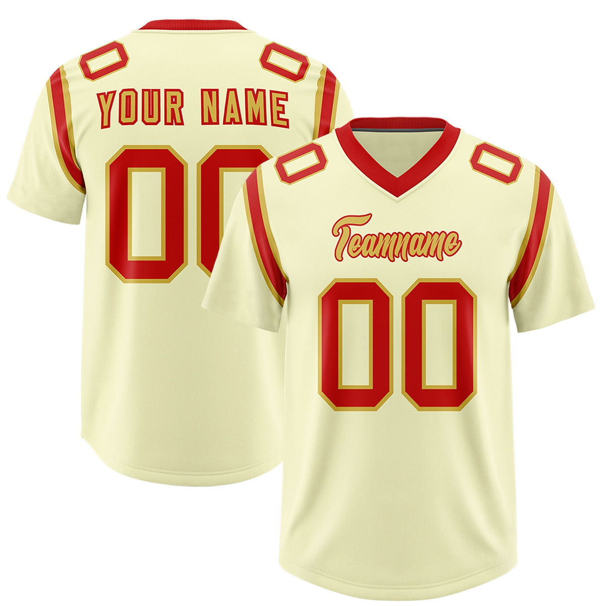 Custom Cream Personalized Shoulder Cut Two-Tone Authentic American Football Jersey