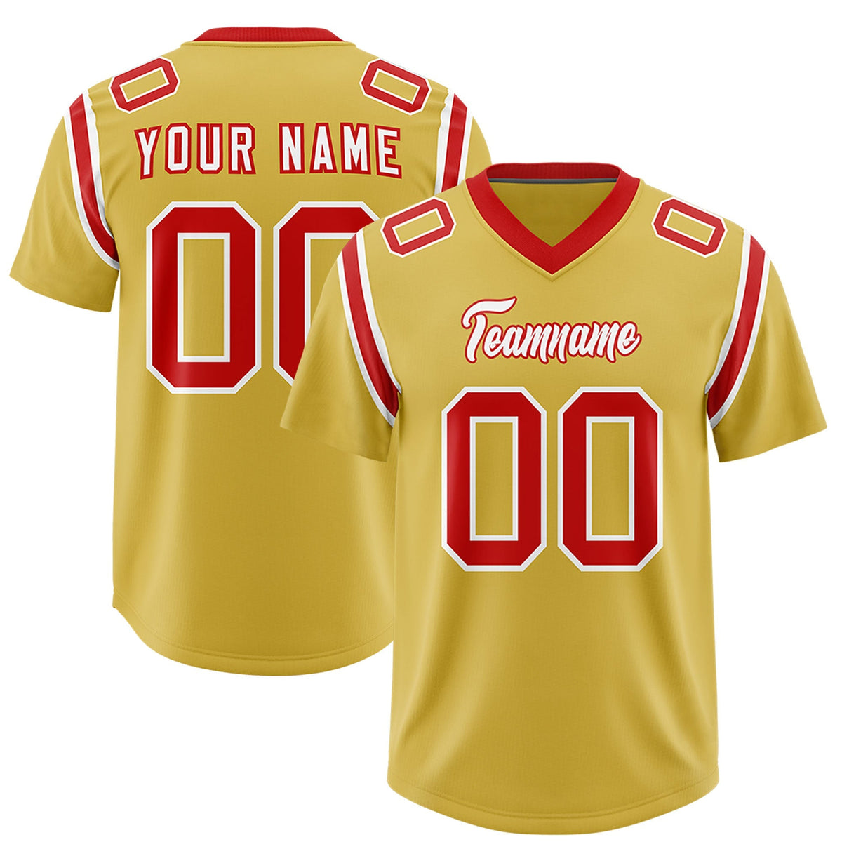 Custom Old Gold Personalized Shoulder Cut Two-Tone Authentic American Football Jersey
