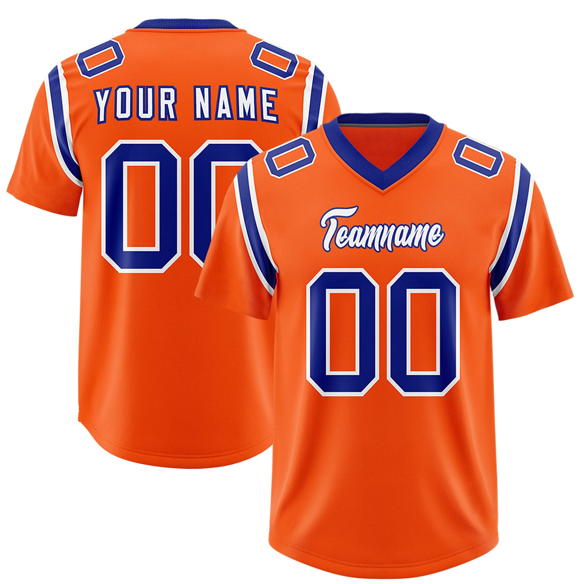 Custom Orange Personalized Shoulder Cut Two-Tone Authentic American Football Jersey