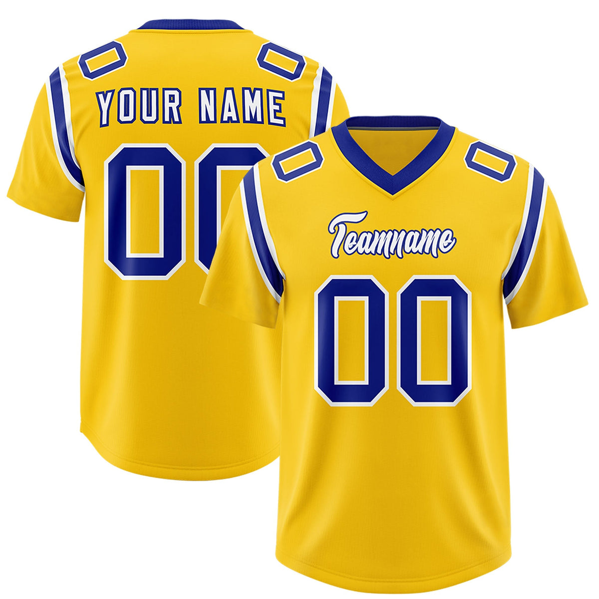 Custom Gold Personalized Shoulder Cut Two-Tone Authentic American Football Jersey