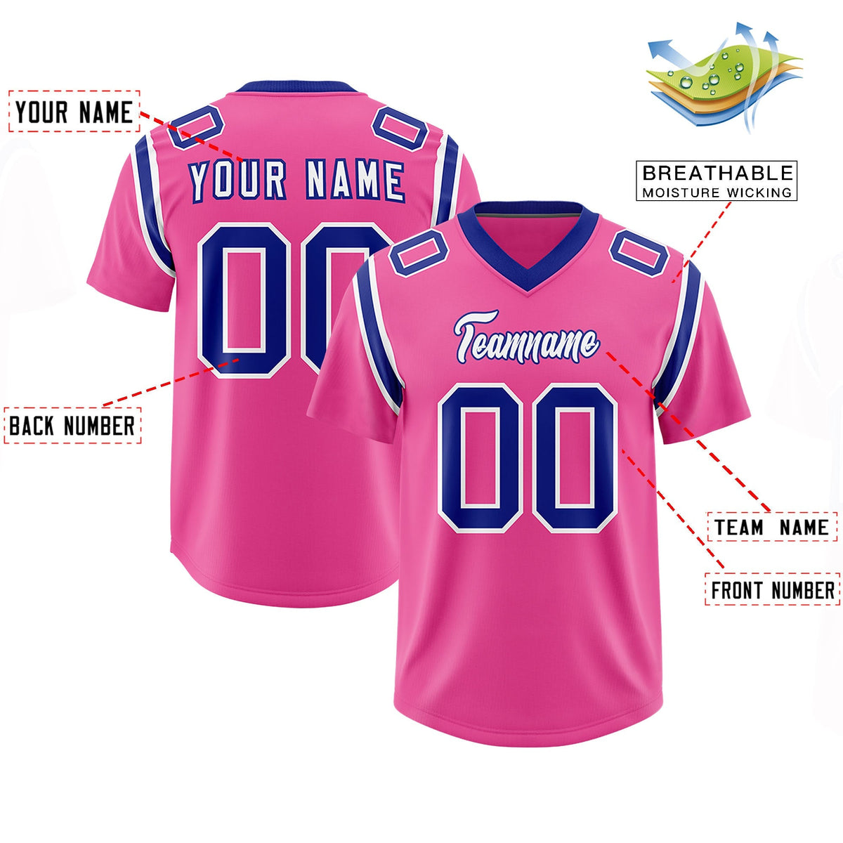 Custom Pink Personalized Shoulder Cut Two-Tone Authentic American Football Jersey