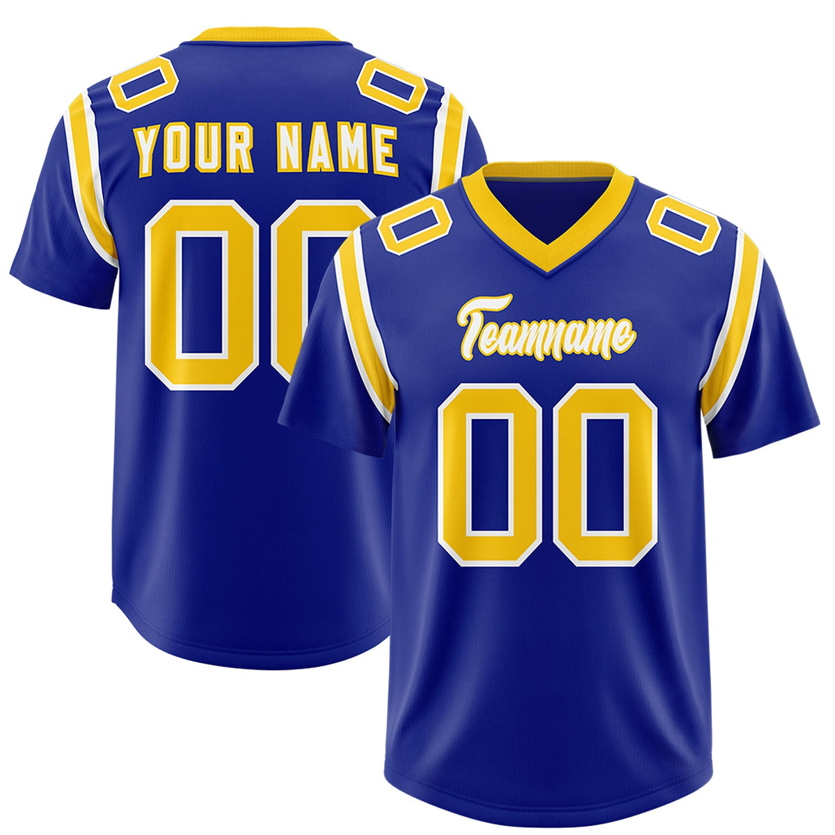 Custom Royal Personalized Shoulder Cut Two-Tone Authentic American Football Jersey