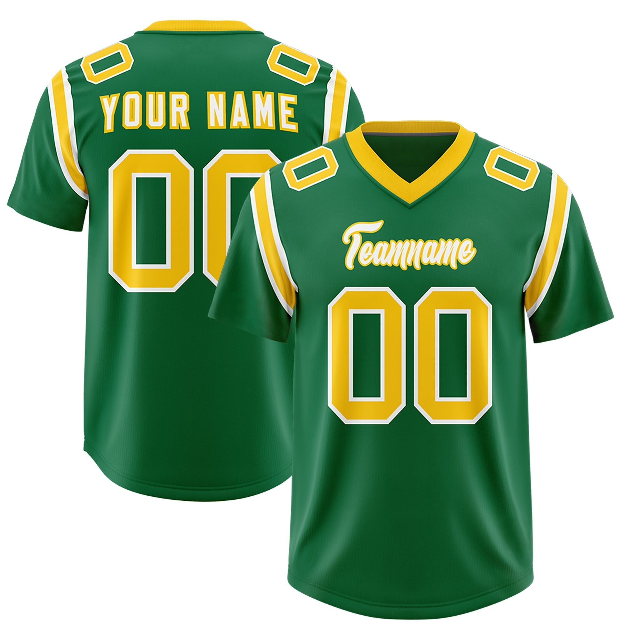 Custom Kelly Green Personalized Shoulder Cut Two-Tone Authentic American Football Jersey