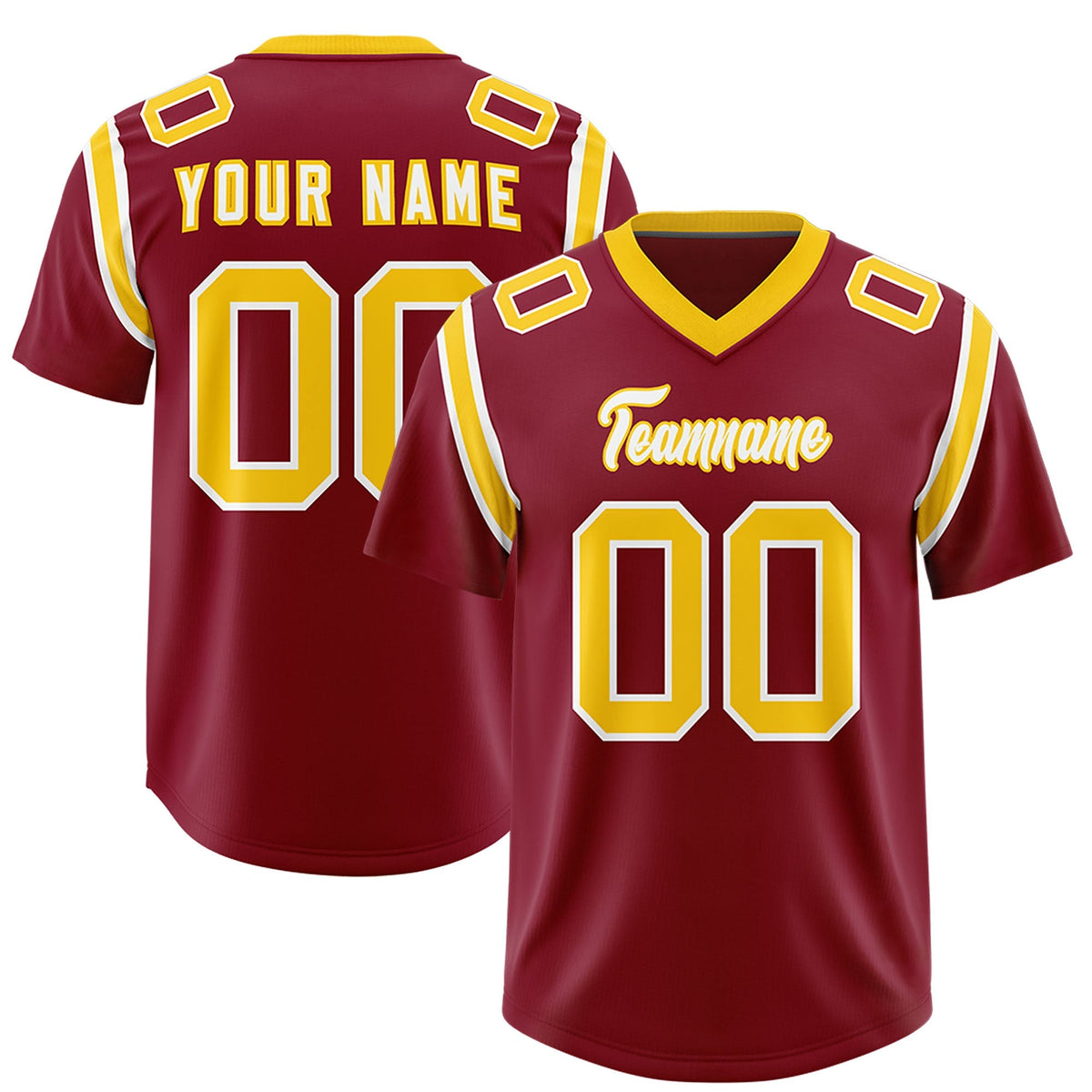 Custom Crimson Personalized Shoulder Cut Two-Tone Authentic American Football Jersey