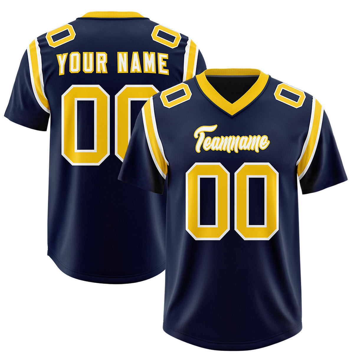 Custom Navy Personalized Shoulder Cut Two-Tone Authentic American Football Jersey