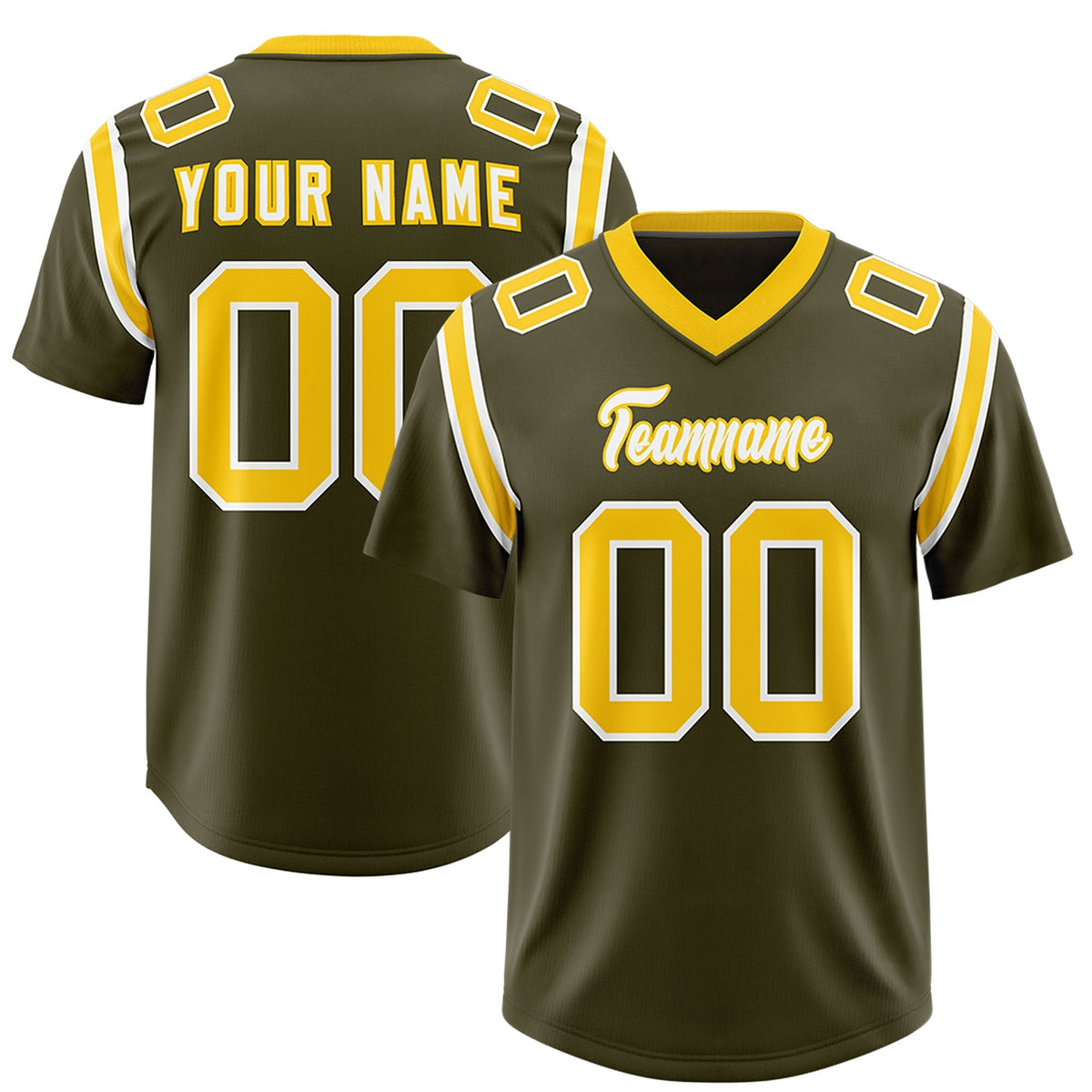 Custom Olive Personalized Shoulder Cut Two-Tone Authentic American Football Jersey