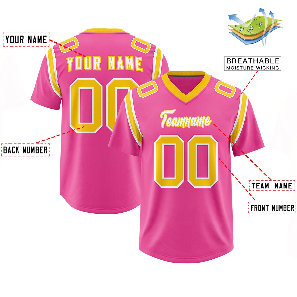 Custom Pink Personalized Shoulder Cut Two-Tone Authentic American Football Jersey
