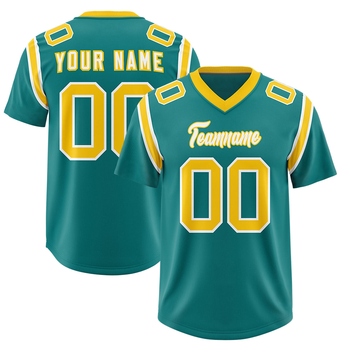 Custom Aqua Personalized Shoulder Cut Two-Tone Authentic American Football Jersey