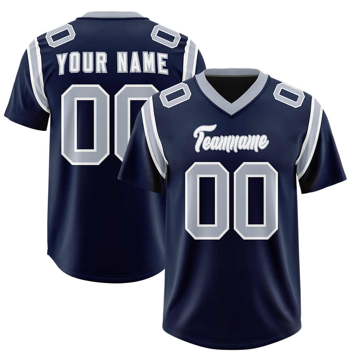 Custom Navy Personalized Shoulder Cut Two-Tone Authentic American Football Jersey