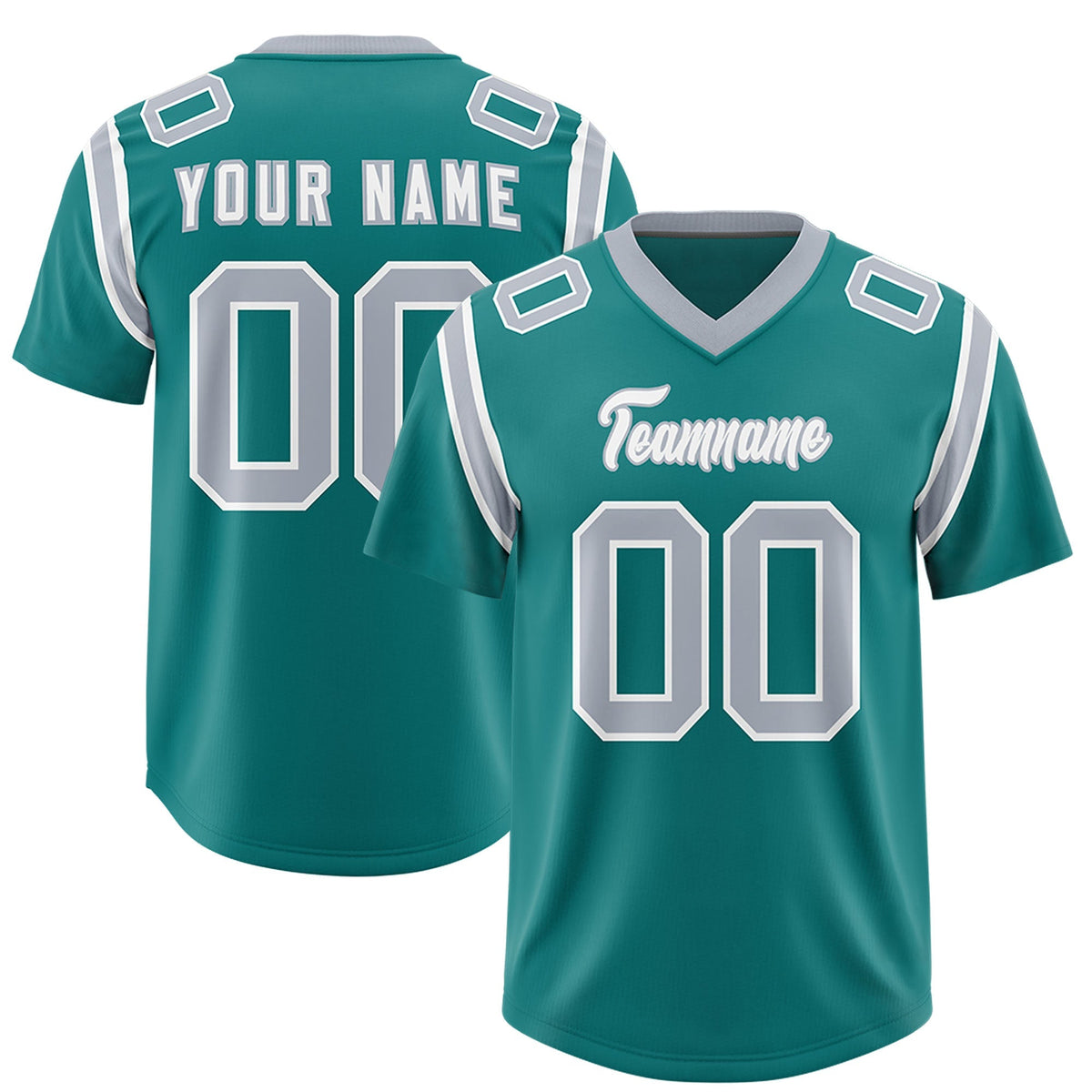 Custom Aqua Personalized Shoulder Cut Two-Tone Authentic American Football Jersey