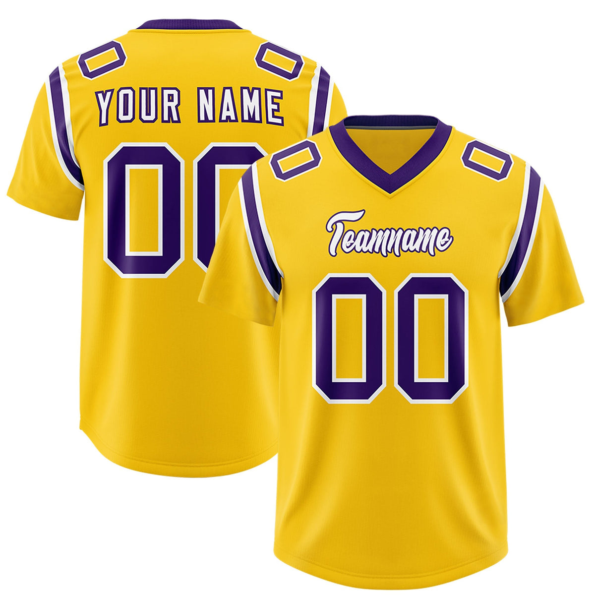 Custom Gold Personalized Shoulder Cut Two-Tone Authentic American Football Jersey