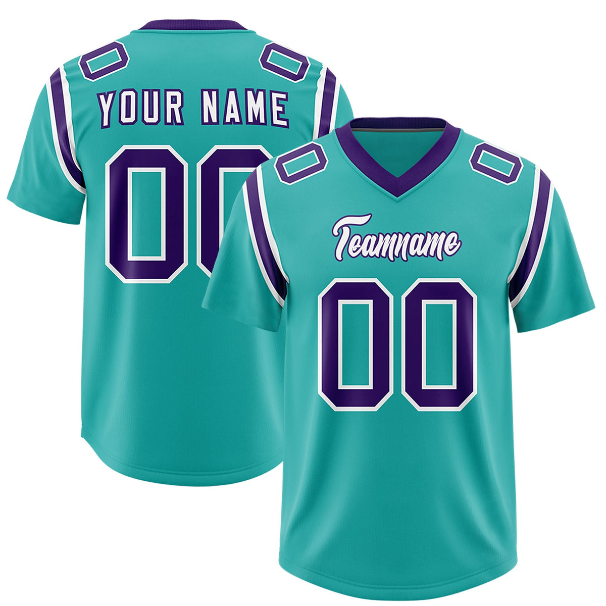 Custom Aqua Personalized Shoulder Cut Two-Tone Authentic American Football Jersey