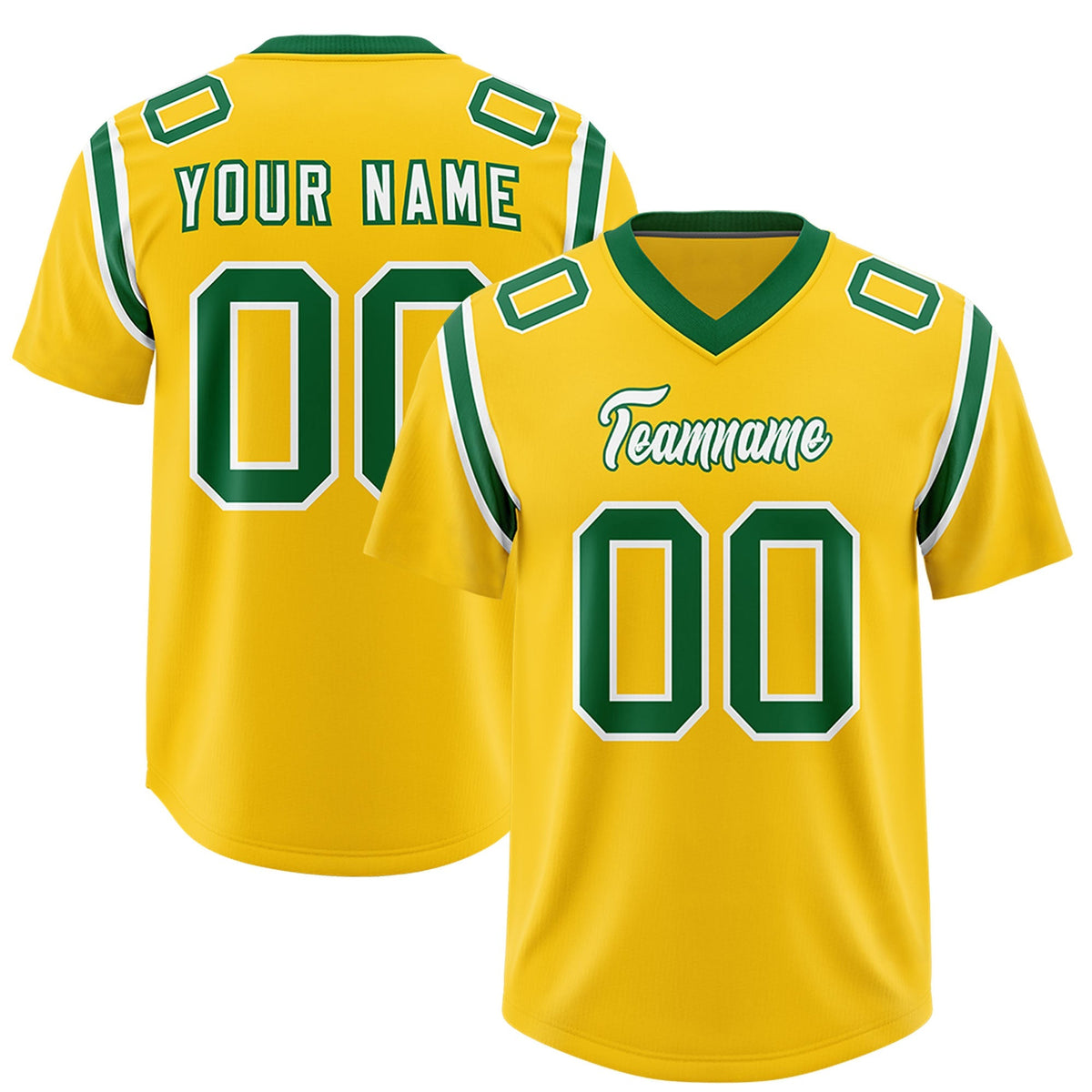 Custom Gold Personalized Shoulder Cut Two-Tone Authentic American Football Jersey