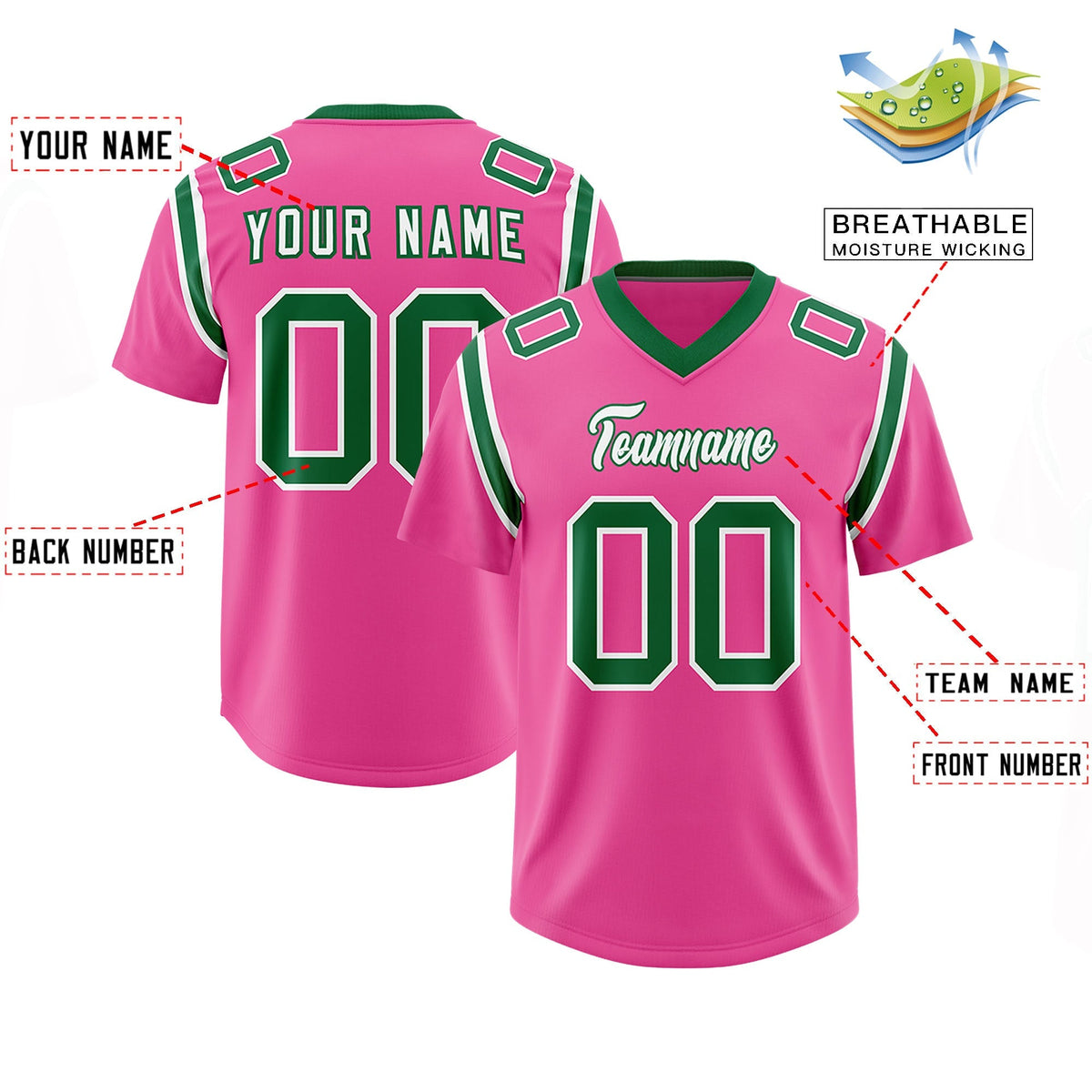 Custom Pink Personalized Shoulder Cut Two-Tone Authentic American Football Jersey