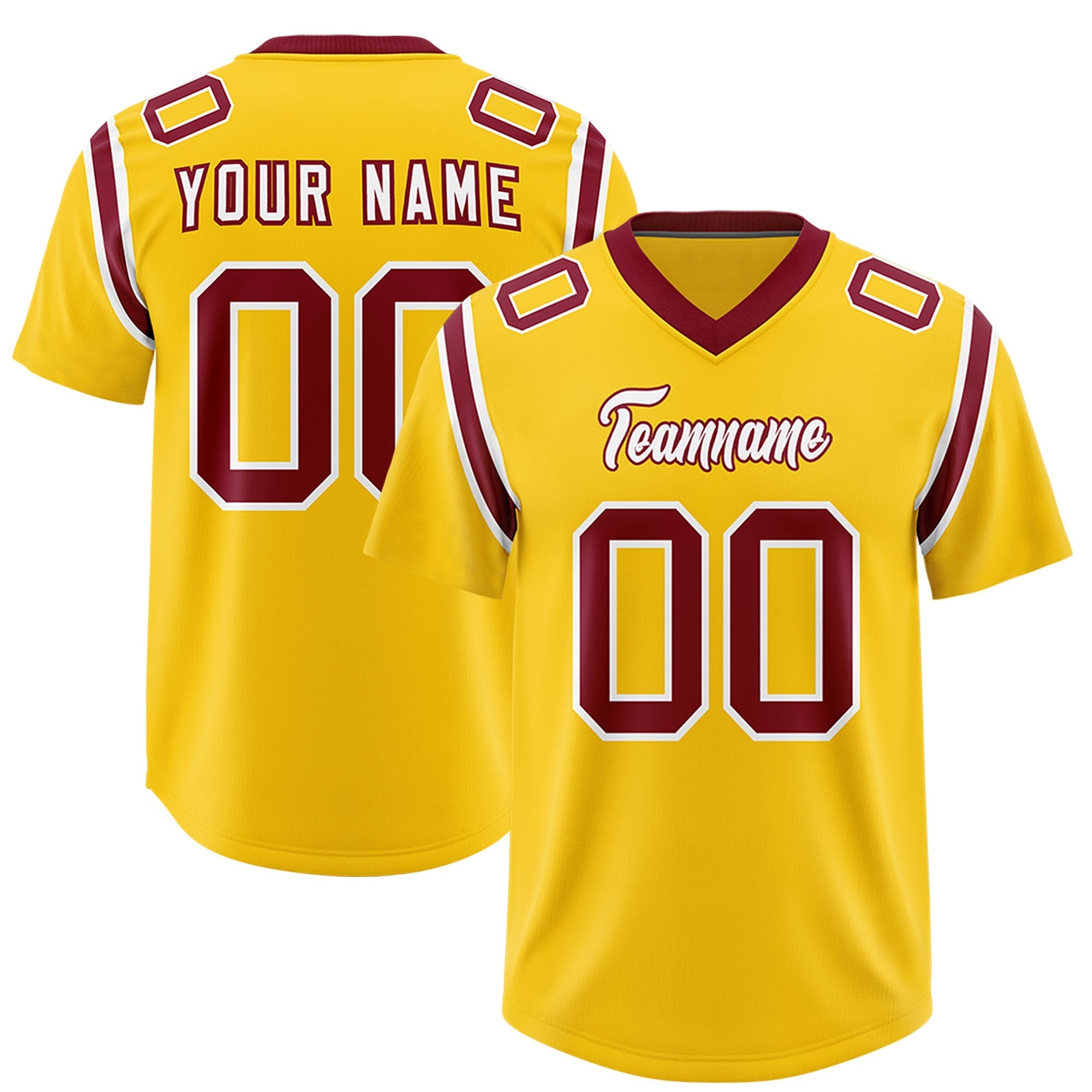 Custom Gold Personalized Shoulder Cut Two-Tone Authentic American Football Jersey