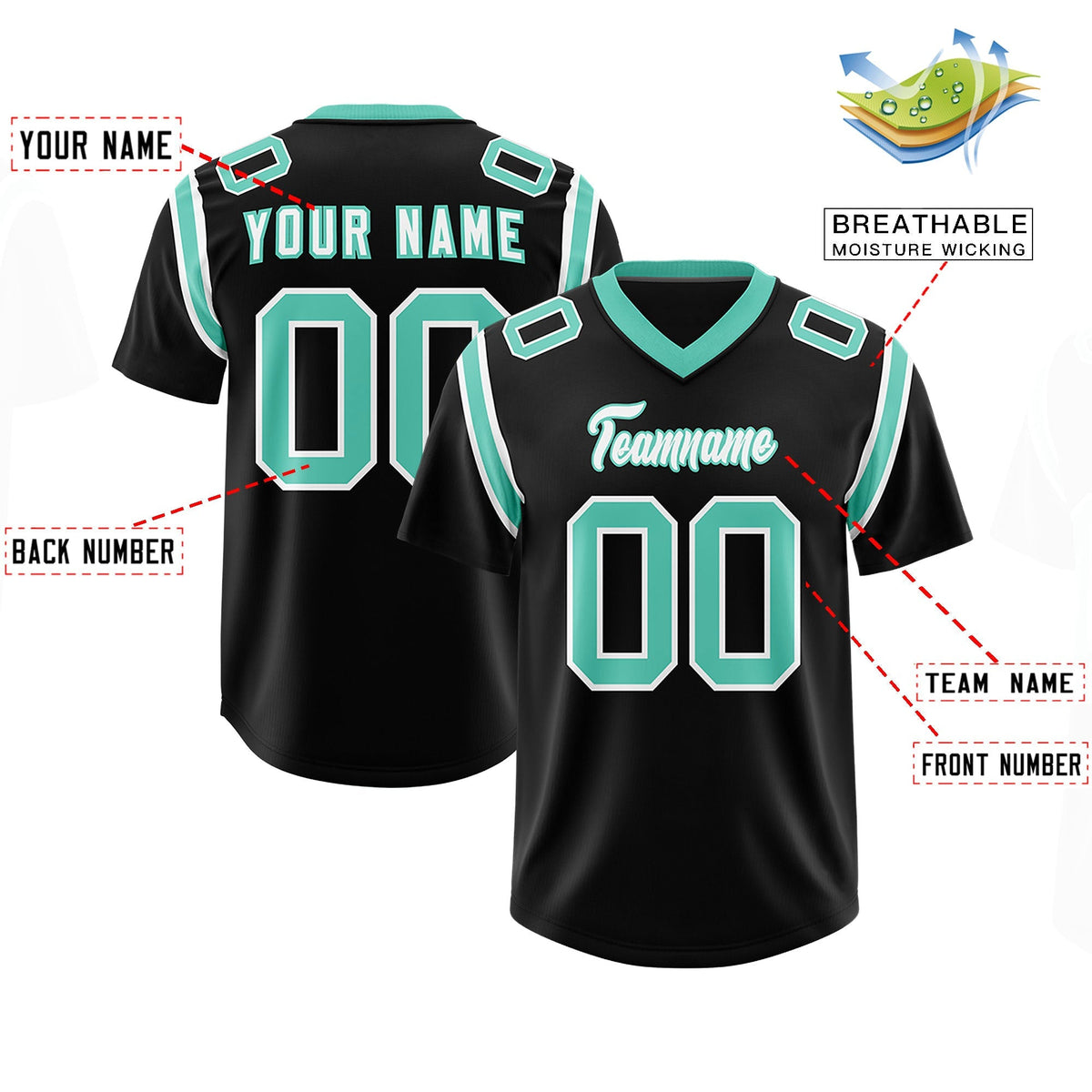 Custom Black Personalized Shoulder Cut Two-Tone Authentic American Football Jersey