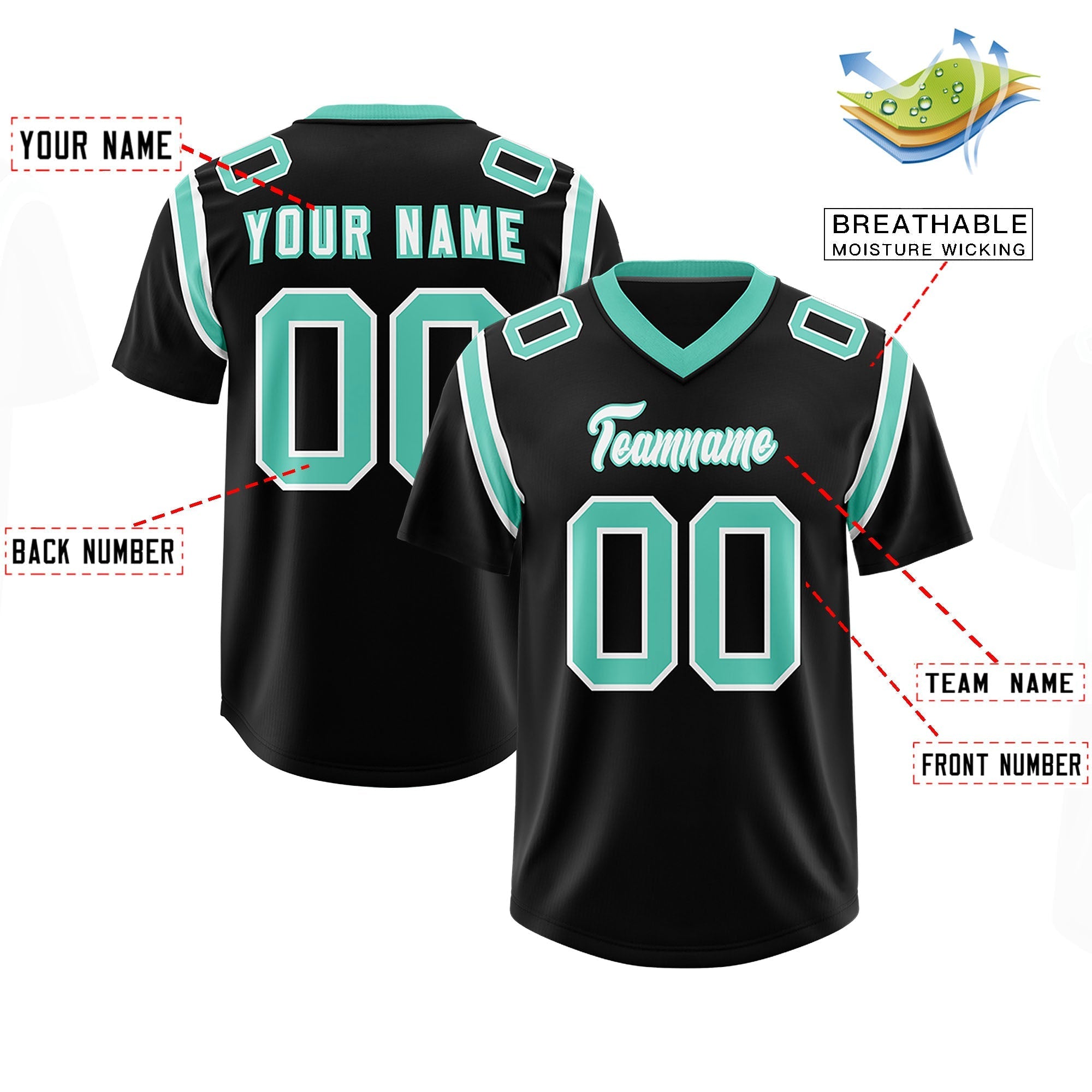Custom Black Personalized Shoulder Cut Two-Tone Authentic American Football Jersey